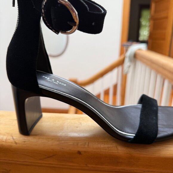 Rag & Bone Ellis Open Toe Black Suede Ankle Strap Sandals size 7 - Picture 4 of 6